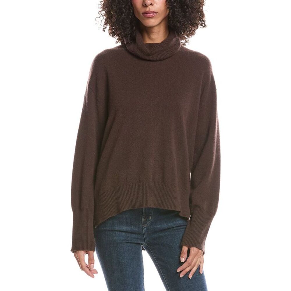 Brodie Cashmere Womens  Rachel Roll Neck 100% Cashmere Sweater, Brown